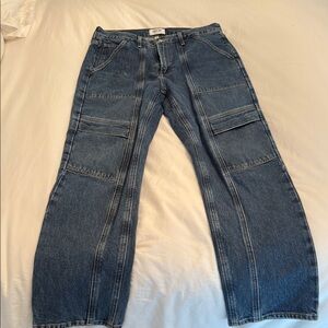 Agolde Blue Denim Cargo Jeans